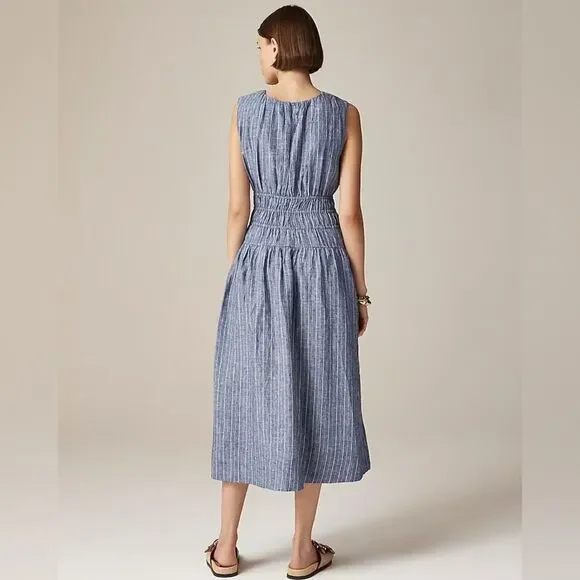 NWT J CREW Hyacinth dress in striped linen - Picture 3 of 7